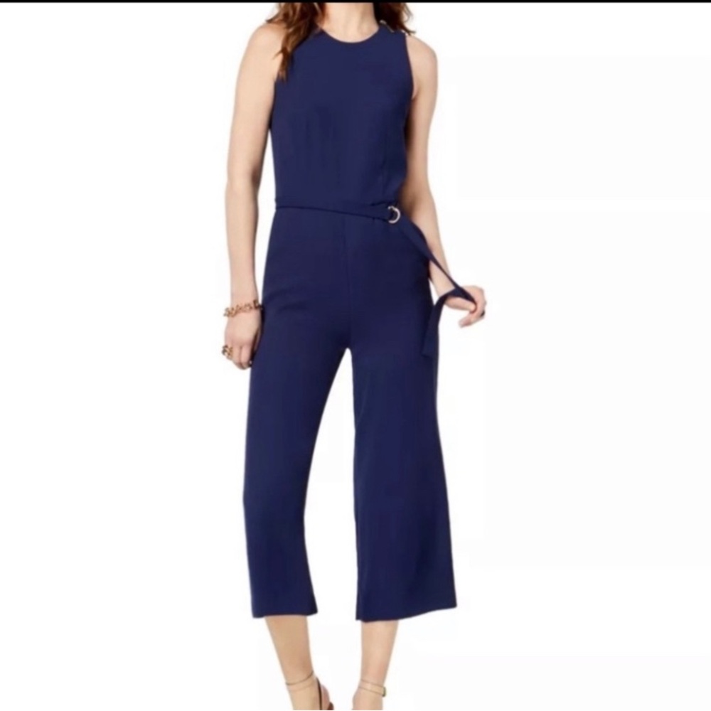 New!  Michael Kors cropped wide leg jumpsuit in navy blue‎